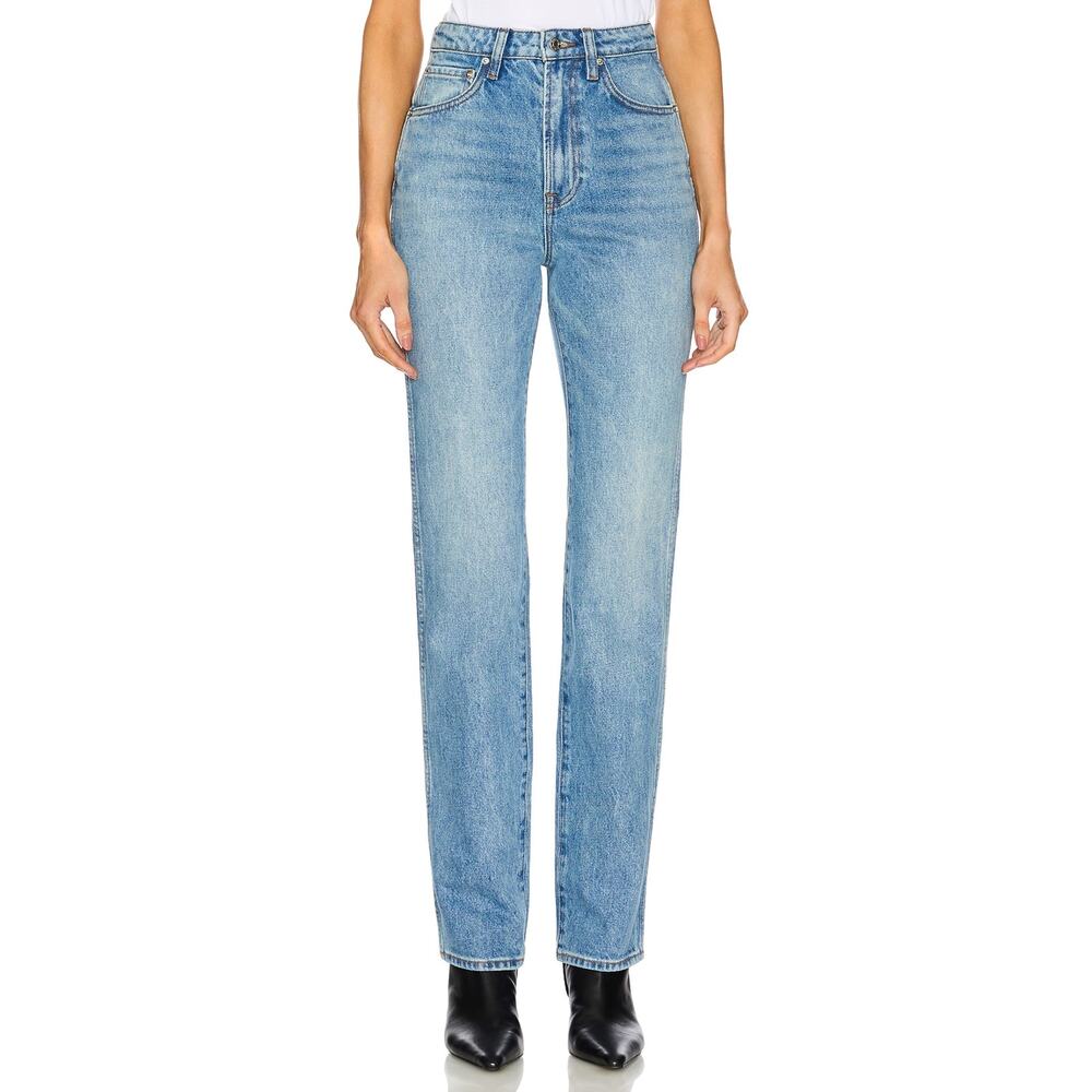 GRLFRND Light Blue High-Rise Straight Jeans